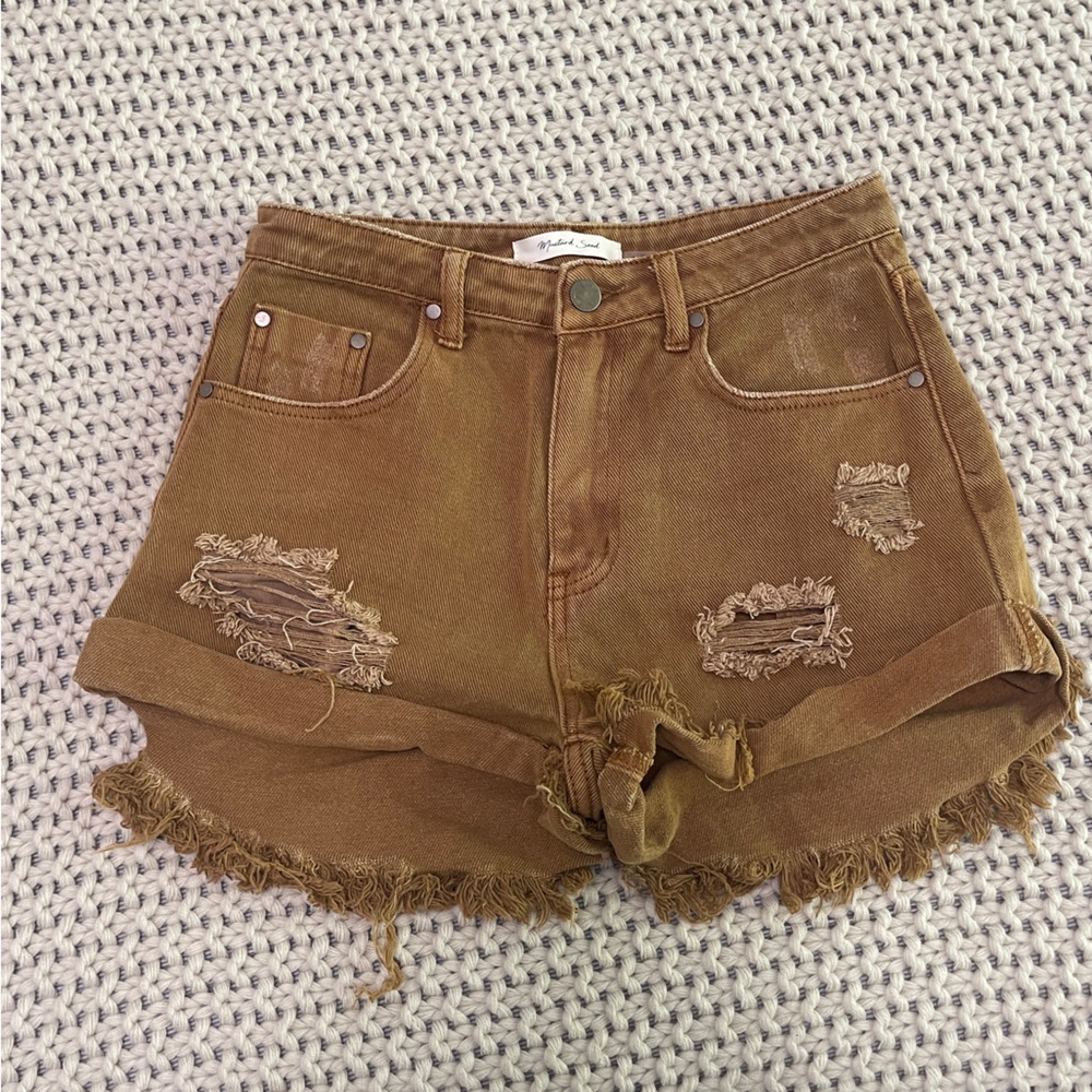 Distressed High Rise Jean Shorts NWOT